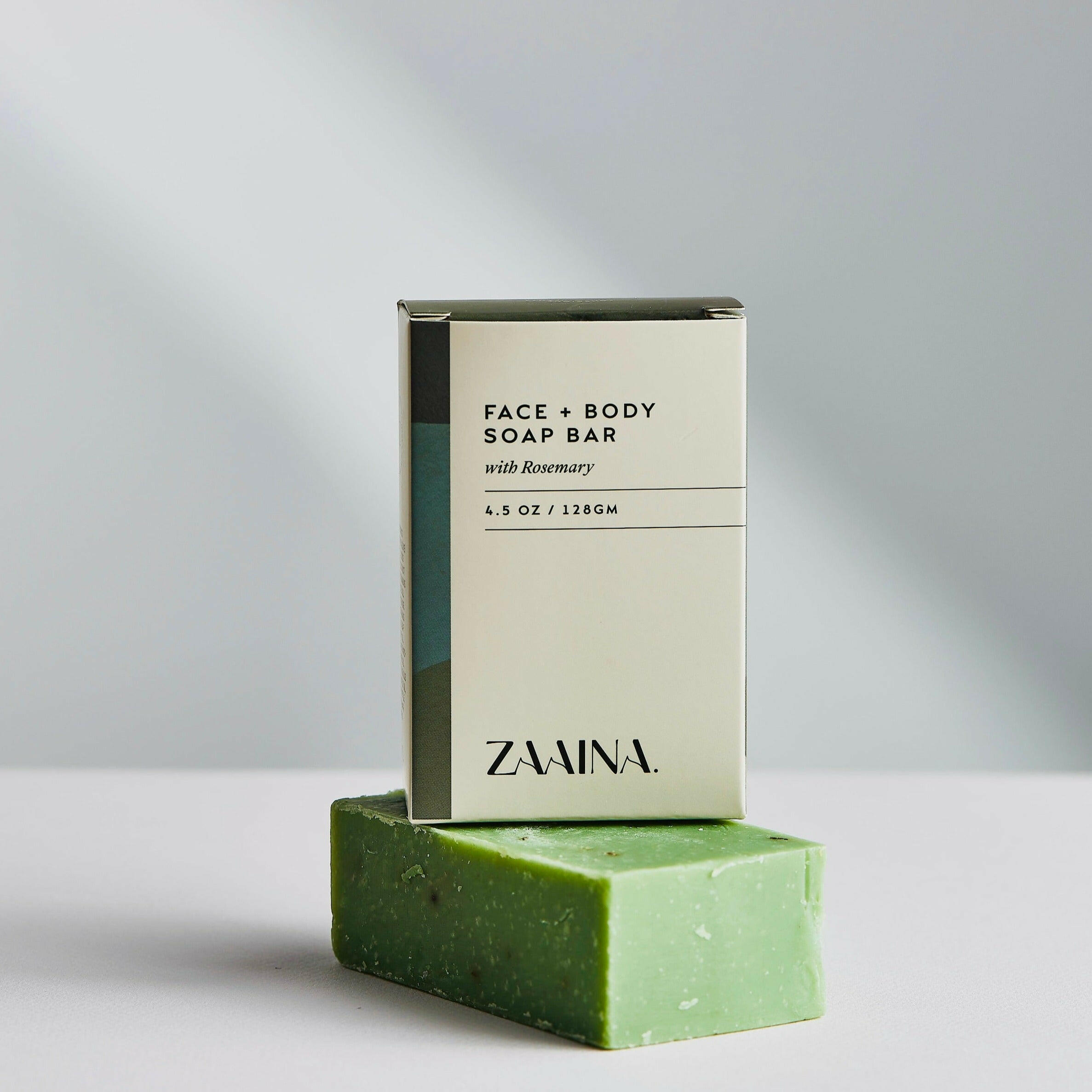 Natural rosemary and eucalyptus soap bar featuring aromatic botanicals and gentle cleansing for healthy skin care.