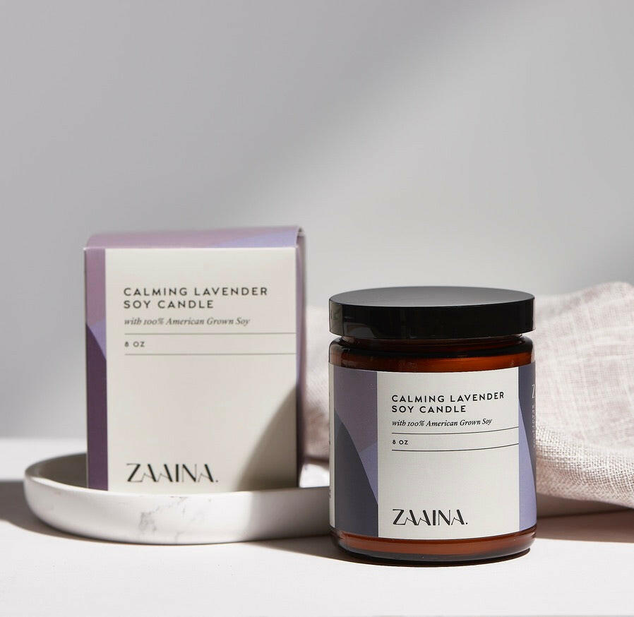 Elegant soy candle infused with calming lavender, perfect for relaxing home décor and aromatherapy sessions.