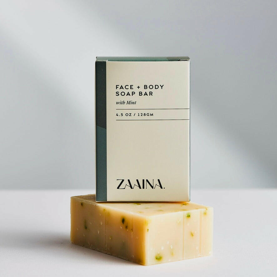 Mint soap bar provides deep cleanse for refreshed and purified skin, ideal for daily skincare routines.